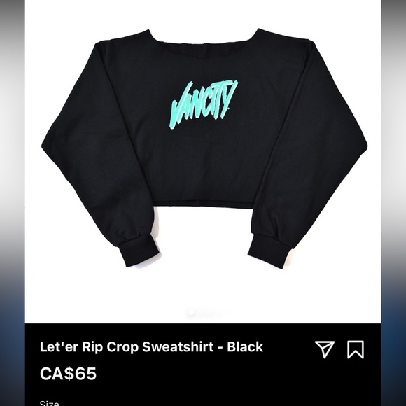 Vancityoriginals Let’er Rip Crop Sweatshirt - Picture 4 of 4
